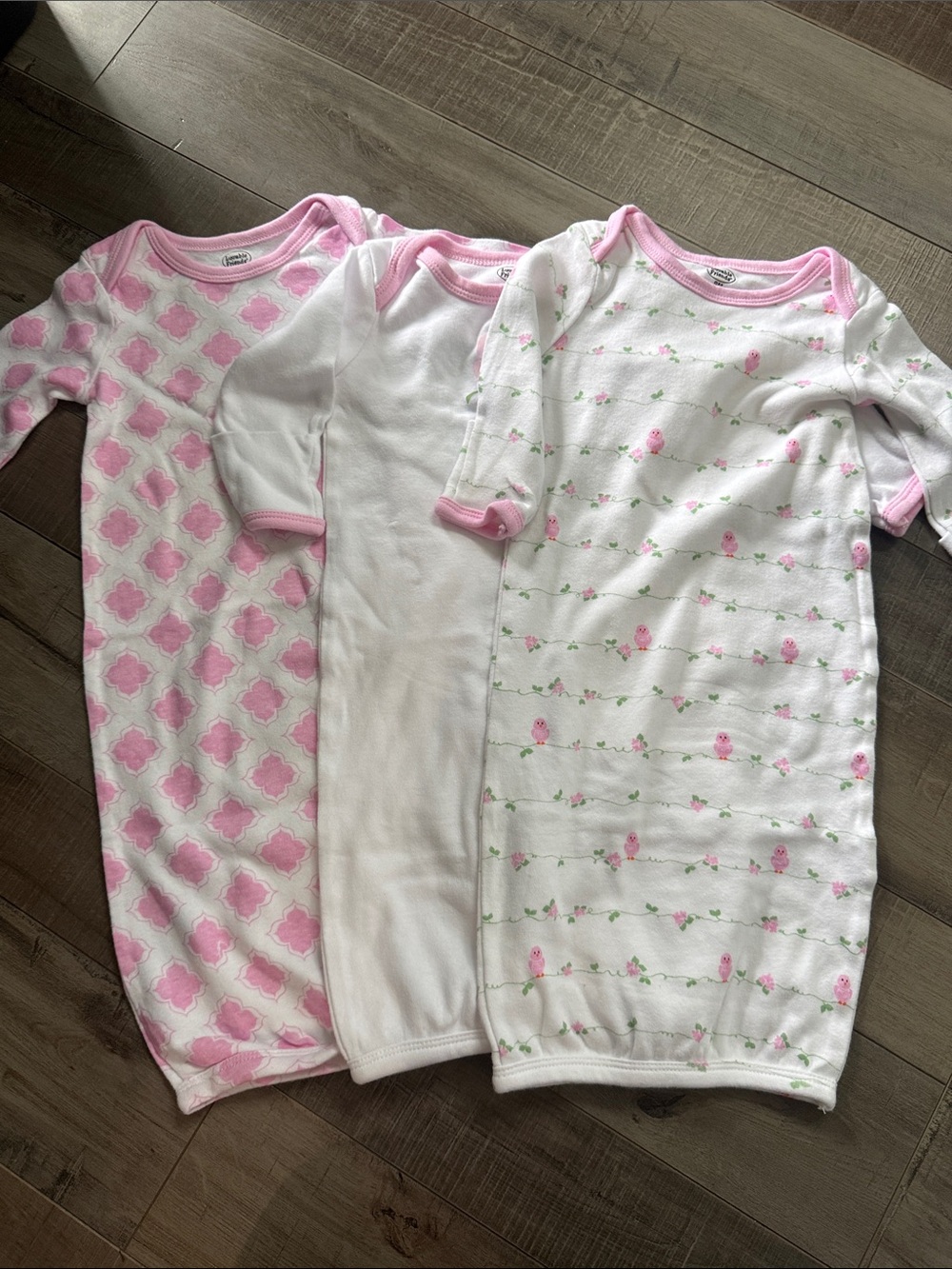 Luvable Friends Pink & White Sleep Sack Gowns - 3 Pack